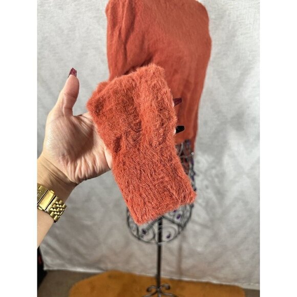 forever 21 orange mock neck fuzzy cropped sweater size L - Picture 5 of 10